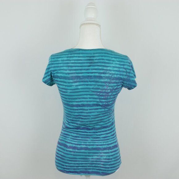 The North Face Women's Small Blue Purple Scoop Neck Burnout Short Sleeve Tee - Picture 3 of 8